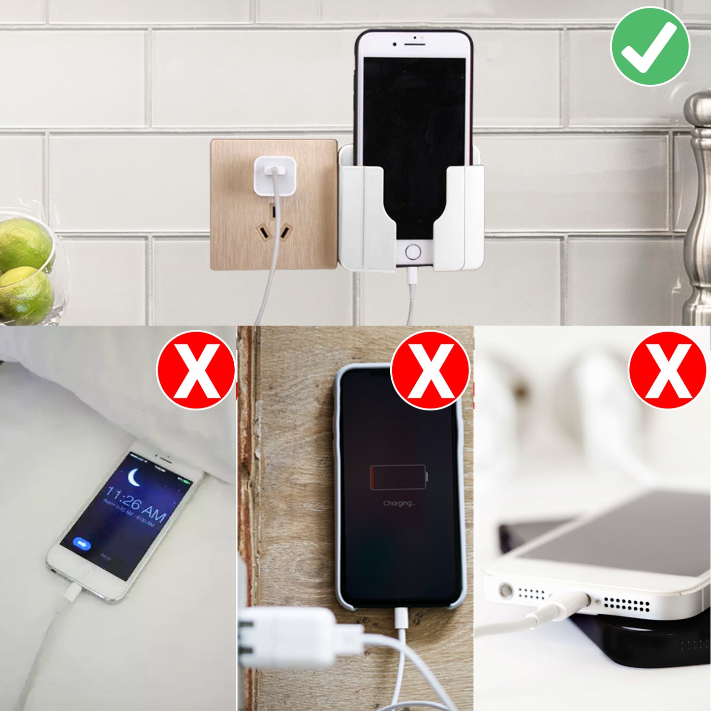 ainbow Dots Pack of 1 peach colour Wall Mount Mobile charging Holder