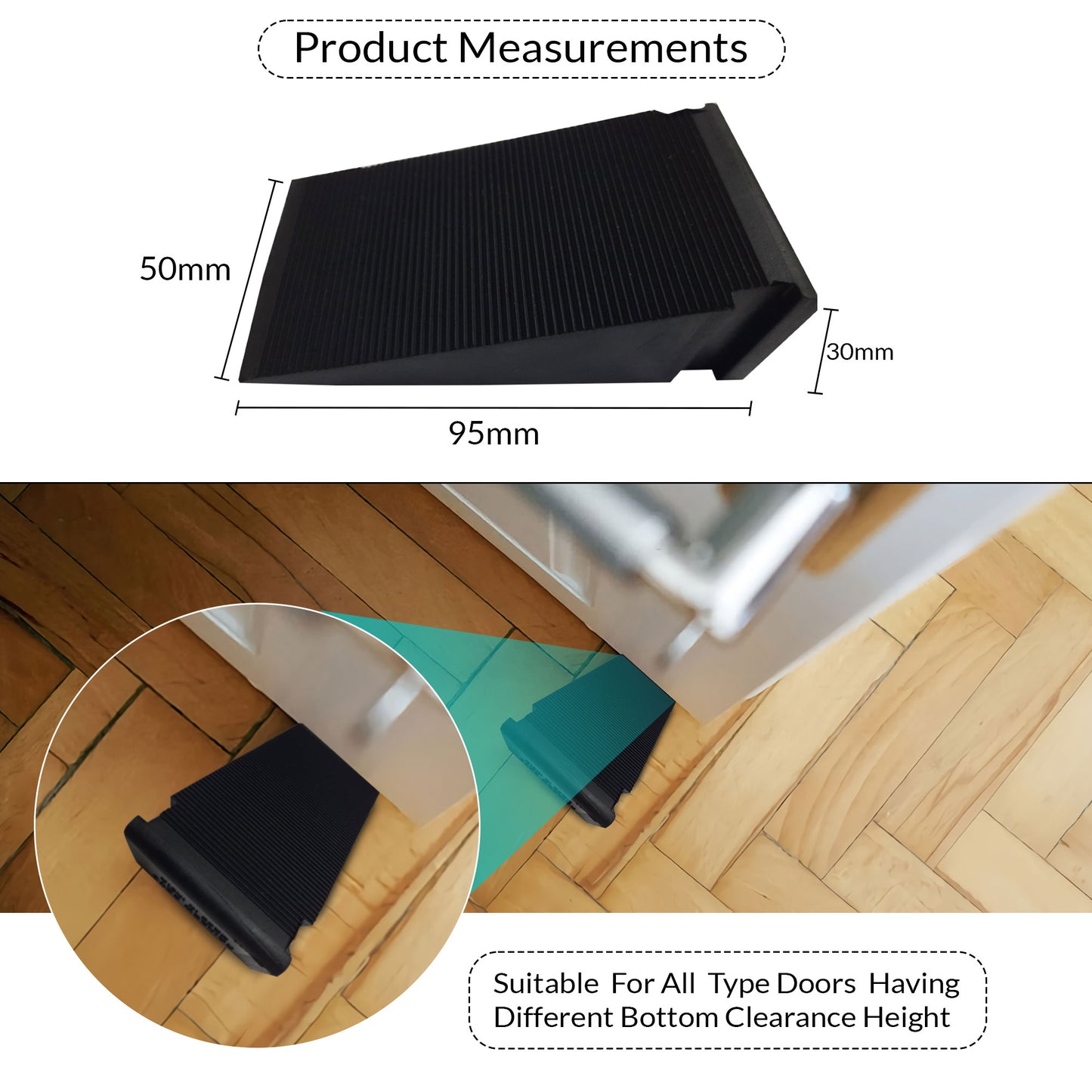 Rainbow Dots Natural Rubber Heavy Duty Floor Mounted pack of 2 Door Stopper Wedges for Home Office