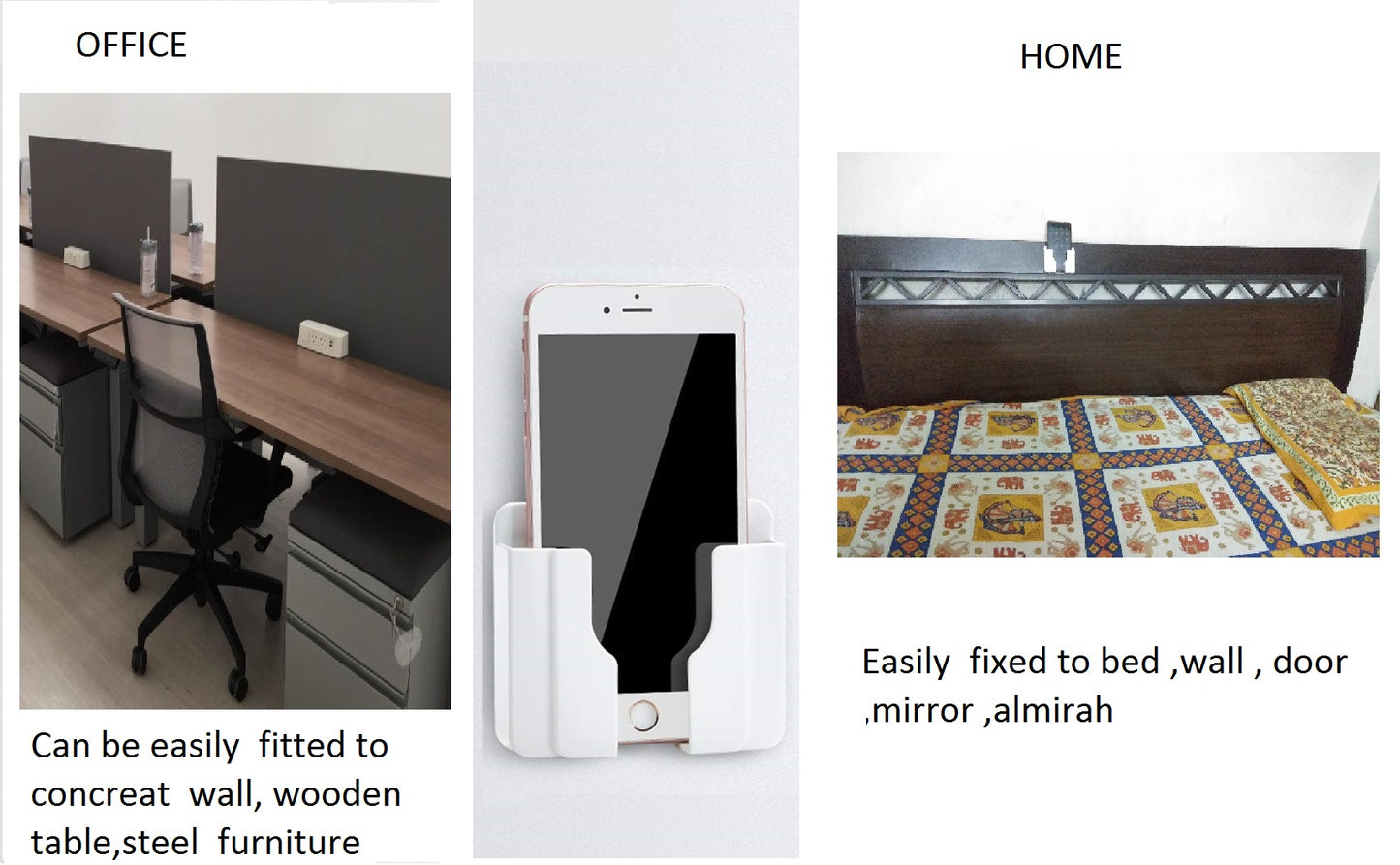 Rainbow Dots Pack of 1 Stand Wall Mount Mobile charging Holder white